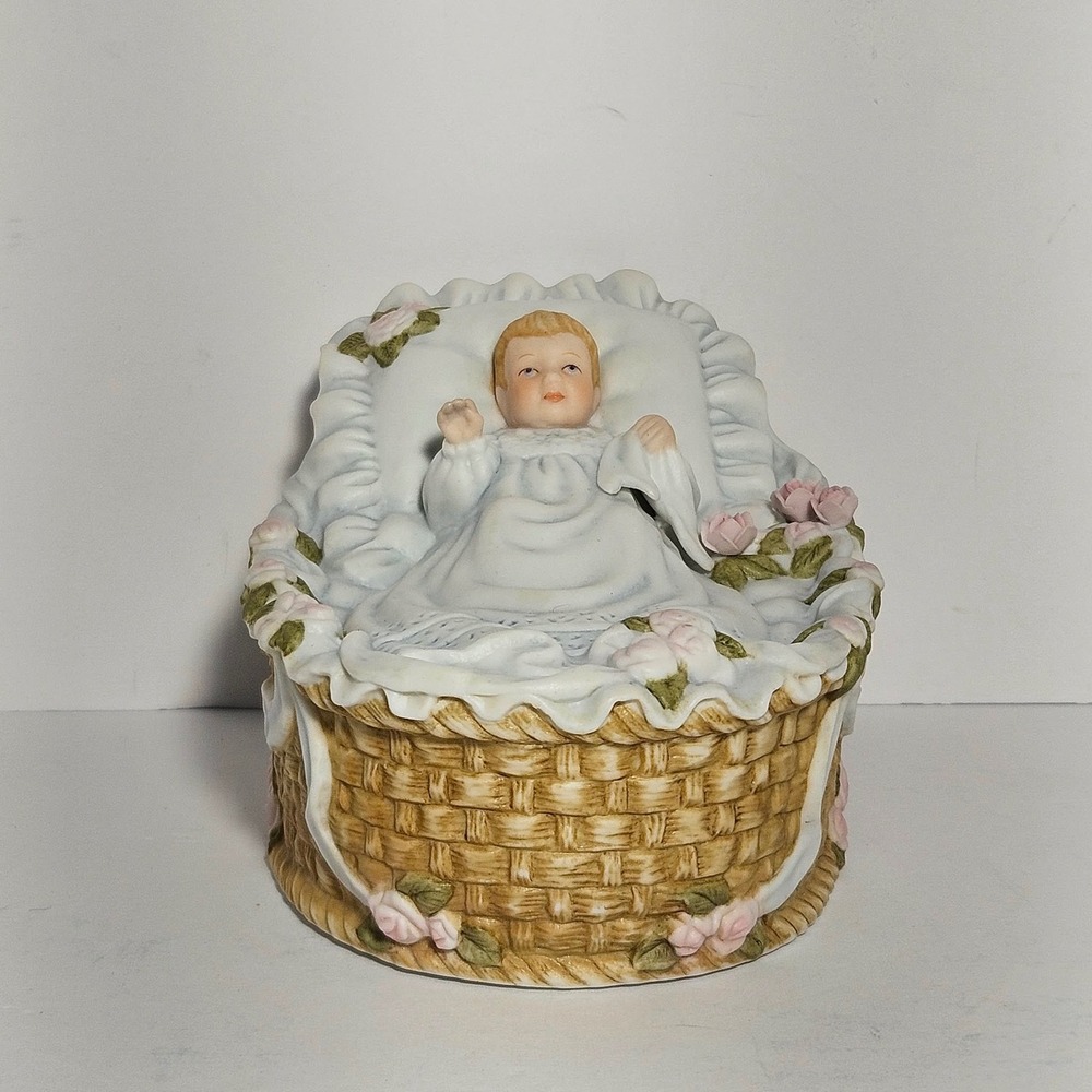 Enesco Treasured Memories Baby's Christening Jesus Loves Me Bassinet